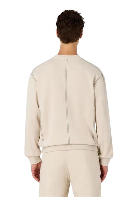 Stitched virgin wool blend jumper with jacquard stripes with cord effect EMPORIO ARMANI | sweaters | 6R1MX3 1MOZZ0304